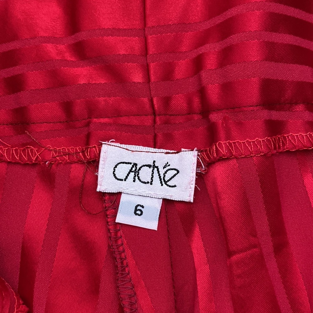 Cache Striped Red Groovy Satin Pants (Size 6) - image 4
